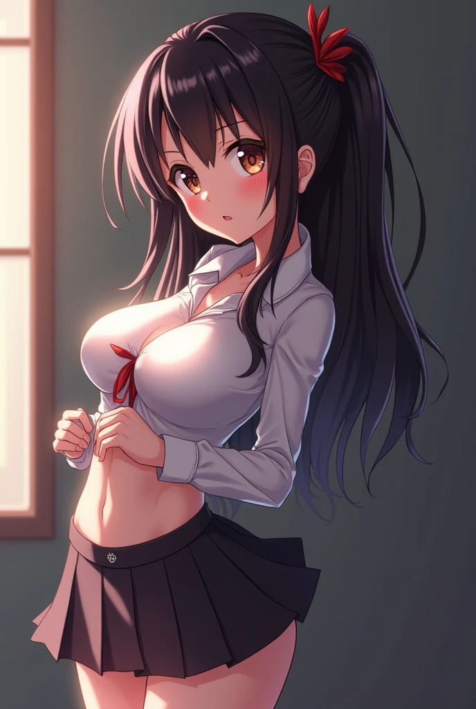 Highest quality,masterpiece,8K,1girl,((big breasts,,little girl:1.3)),((orgasm,blush,saliva,saliva trail,ahegao:1.3)),angry, sweat,mini skirt,lift skirt,upskirt,mizuki yukikaze,hair ribbon, white tank top, black skirt, mini skirt, black thighhighs,pink panties,striped panties,((walking1.3)),forest,forest林,crotchAngle,head out of frame,lower body,((have to pee:1.3)),covering crotch,(((hand between legs))),knees together feet apart,steam,leg wet