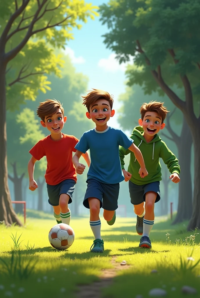 Kids play with football 