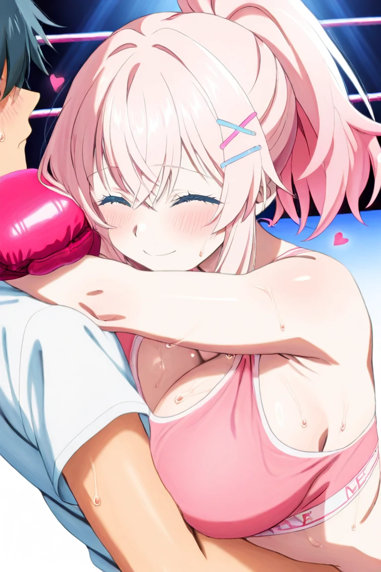 (((masterpiece))),(((best quality))),(ultra-detailed,high resolution:1.2),(illustration),((an extremely delicate and beautiful)),(detailed background), ((((hug from behind)))), from behind, standing sex(((motion lines)))), vulgarity, (cum inssy:1.4((wrestling ring)))), 2boys, ((((1boy,short stature)))), ((((Tartaglia/(((genshin impact/)))), slender body:1.4), (long hair,ponytail),white hair,bangs, purple eyes, (midium breasts), coveel, collarbone, pale skin,shiny skin, ((he wears one piece swimsuit,frilly swimsuit, hair ribbon)), (ahegao,rolling eyes:1.4), (trembling), (cum on clothes,cum ondy,excessive cu.4),cum facial,bukkakem on hairlothing asithed, (1,tall stature:1.4), large penis, text,