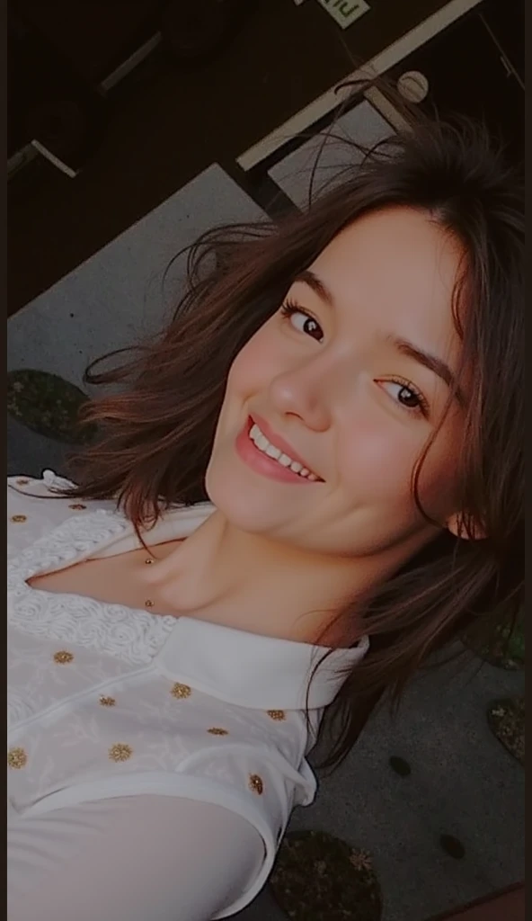 20YO, small nose, one women,attractive, Jordanian, Arab, Bright Yellow shirt, cute smile, cute face, white teethes, skinny face, light brown eyes, black/blonde long hair, modest