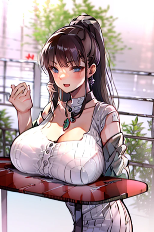 nurse outfit, sweaty cleavage