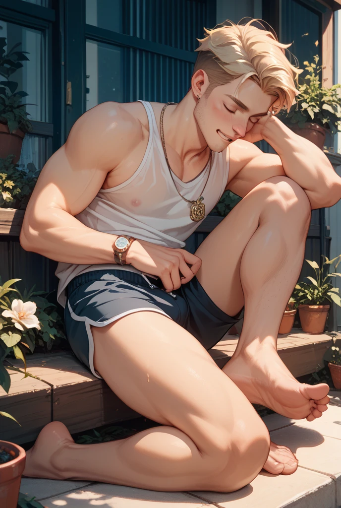 menino, masculino, solo, sexy, louro, Twink, , nu, hard, big ,vmagro, pele detalhada, ((He is crouched with hands and knees resting on the ground)), doggystyle, pele brilhante, olhos azuis, Agora mesmo, Abs, delicado, expression of ecstasy, excitado, blonde boy, trilha de saliva, gemendo