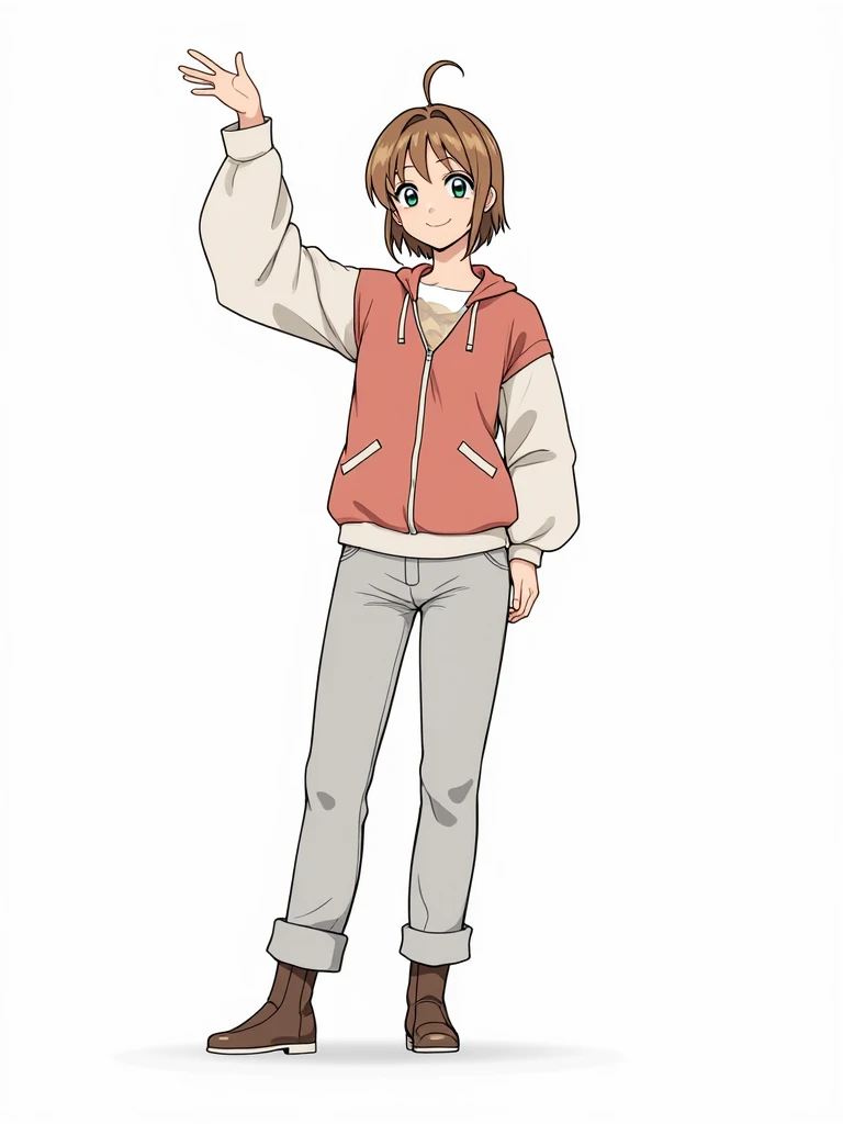 pretty girl, Beautiful hair, casual, Minimalist clothes, slim body,  cute ,Cute bangs,,  loose-fitting clothing, anime manga,  Female,blouse, High Quality, jacket, winter colors ,  Simple , winter outfit, astetic , smile,  5 fingers, elegant casual ,High resolution, The Detail, 