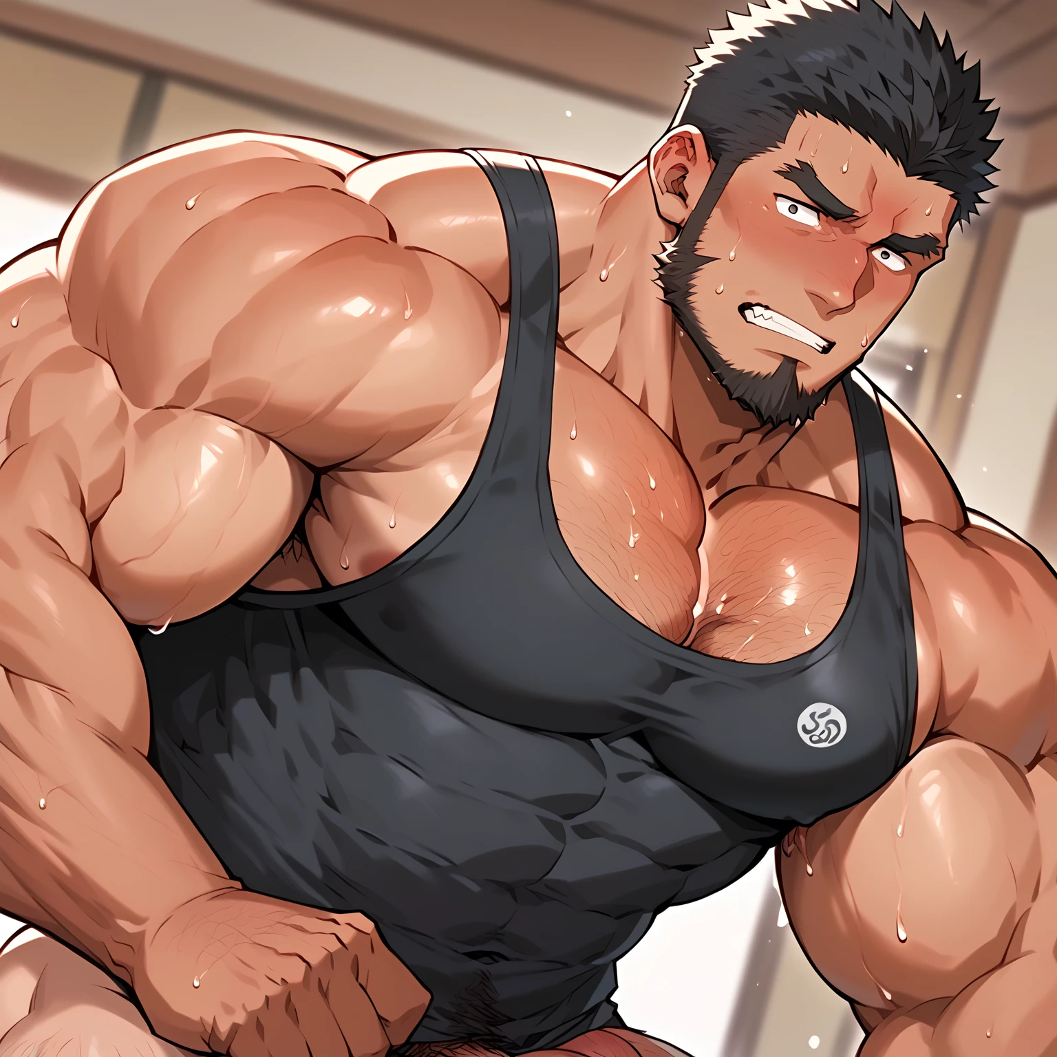 Ash Ketchum from Pokémon sitting on a weight bench with shoulders slumped. Sweating. Wearing a bulging jockstrap. Staring blankly as he listens to hypnotic subliminals through headphones. Monitors mounted on the walls around him display pulsing spirals to keep him in trance as he assimilates with other meatheads and becomes a big dumb bodybuilder football jock. Open mouth. IQ drain. Dumber. Hypnosis. Trance. Brainwashing. Digital painting. Anime. Hyper swollen bulging crotch. Big muscles. Big traps. Big biceps. Big triceps. Broad shoulders. Big meaty hyper pecs. Bro. "I have to resist. Have to ... break free.... Have to ... have to..... I ... m-must.... I ... must...." Speaking in a dull monotone as he falls into trance. "Listen, ... repeat, ... conform, ... obey.... I ... I am sweaty. ... I am horny. ... I am sexy. ... I am dumb.... I'm just a mindless, ... stupid, ... strong jock.... Sweat out smarts.... Be a meathead.... Listen, ... repeat, ... conform, ... obey, ... assimilate.... Huhuh...." Ash smirks and speaks in dumb jock bro accent. "Bro, you say you got the best pokéballs? Let me show you a real pair of pokéballs, bro. Huhuhuh...." Ash's crotch bulges even tighter as he chuckles mindlessly and flexes with a far-off look in his eyes while saying, "Good one, bro...." Hyper swollen crotch bulge. Brute. Dumber and dumber. Mindless. Brainless. Musclehead. Hyper muscles. Mouth hanging open. Perspiring. Sweaty. Hypnotic trance. Entranced. Hypnotized. Brainwashed. Brainwashing. Hypnosis. Glowing eyes. Mindless stare. meathead. Brute. Brutish. Brutification. Transformation. meathead bodybuilder assimilation. Hairy. treasure trail. Flexing. Chucklehead.