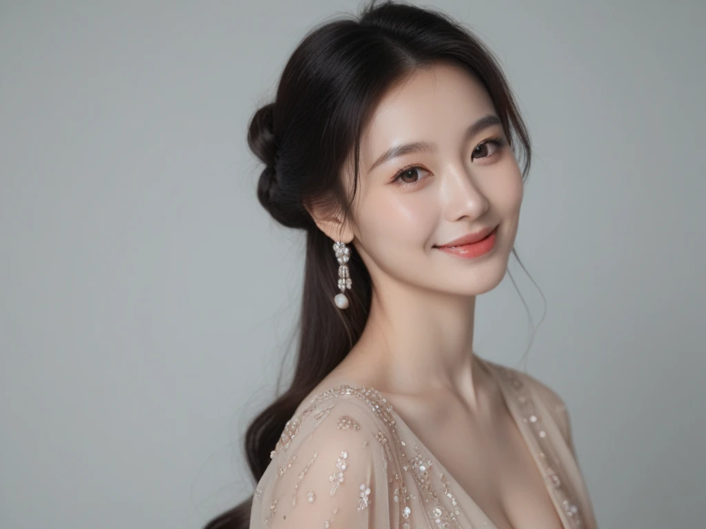 ((highest quality, table top, 8k、best image quality, very intricate and detailed details)), one Japanese woman, beautiful mature, 40 years old, standing, (full body:1.5), (perfect anatomy:1.3), from front, perfect face and eyes, clump body, large breasts,  (The most moody and romantic warm lighting:1.2), semi-long shaggy hair, ultra high resolution glossy lips, high resolution perfect face, super high quality hair, Super high-definition sparkling eyes, Realize perfect real teeth with ultra-high resolution, Ultra high definition glossy skin, 