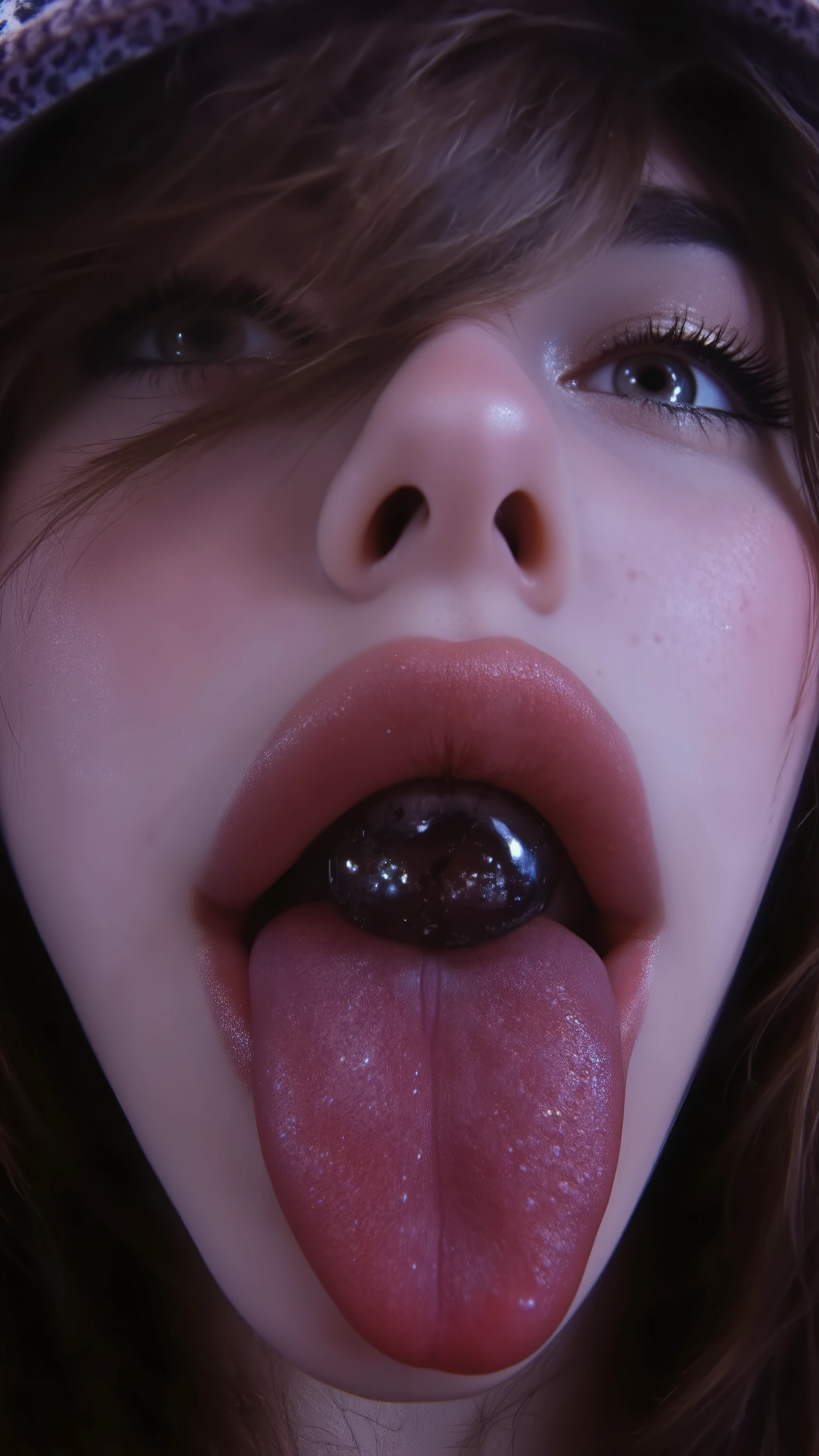 (masterpiece), best quality, expressive eyes, perfect face, Woman giving a black man a blowjob, (forest background), (oral sex, fellatio, irrumatio, sucking cock, blowjob, mouth slobber, mouth spit bubbles, mouth drool, black cock, bbc, big cock, thick cock, long cock,), (face closeup view), pov, (1girl, white skine, red hair, freckles, long straight hair, green eyes, hourglass figure, skinny body, long fingernails, white tanktop),