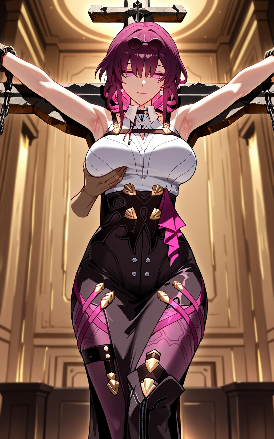 Being fondled by a group of black people,1 girl,Super delicate skin,Radiant Skin,Moist oily skin, devil smile,Huge Chest,Chest,Show your thighs,Vibrant colors,masterpiece,best quality,Extremely detailed,high resolution,Nightclub,Look at the audience,12 years old,((masterpiece、best quality、Very detailed)、((A girl))、blond,Dark skinned hottie,Tattoo,Gold ring belt,Pink Dancer,Wearing a gold necklace on her head,Reverse Bunny Girl,Cover your mouth with gauze、Pink Eyes、((There are many piercings))、((Big Chest))、Cowboy shooting、Shot from below、Purple light strip,((best quality)), ((masterpiece)), (detailed), (character focus、Chest Focus,whole body), Thick Legs,Long hair,curls,Thick thighs,Huge breasts,Half Chest Exposed,Fascinating three-dimensional,Fascinating three-dimensional,Fascinating three-dimensional,Whole body soaked,Shortness of breath,Bright Pink