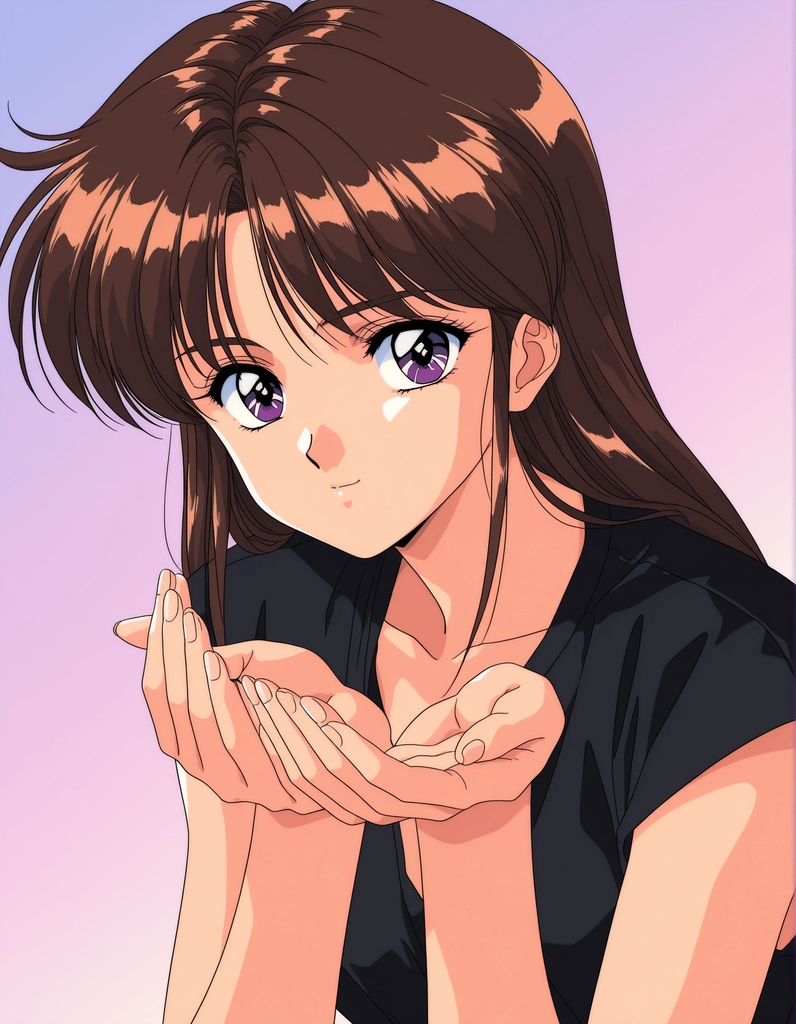 General,highres, ultra-detailed,very aesthetic,best quality ,best hands, BREAK rika, black top model, 1990s (style), retro artstyle, game cg Style