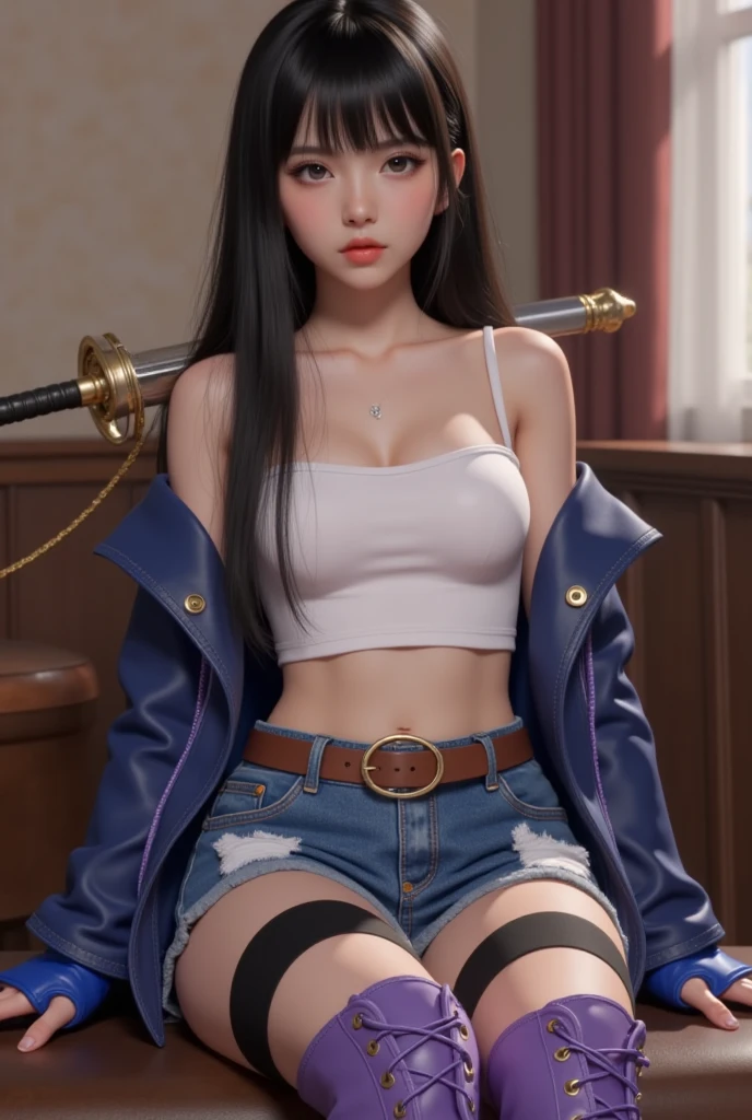 Gwen Tennyson,tracer,Yashtra rules,YoRHa 2b,nier automata,overwatch,close, i am a pilot,Ocean View,tattoo,white and silver plug suit,white short sleeve lycra top,steel pantyhose,uncovered belly,short hair,cute makeup,blue eyes,dimensional golden hair,shy smile,freckles,beautiful girl,big breasts,8k,Super detailed,realistic,fantasy art,cyborg armor,steel armor,tropical island,pilot uniform,ear piercing,hairpin,saiyan girl,saiyan woman,Short sleeve denim jacket,bodycon demin skirt,,perfect body,(lie:1.3),