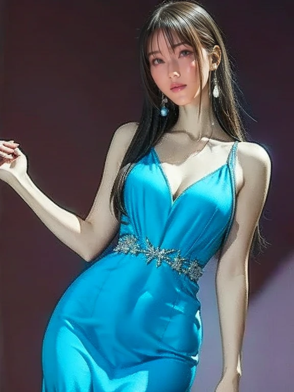 Tzuyu 1, woman, (Realistic), (Hyperrealism), (photoRealistic), Written boundary depth, eye make up:0.7 (whole body:1.8), (Large Bust),(Tight waist), Observe the audience,At the flower garden, Fashion Model, A sexy dress with open shoulders and neckline