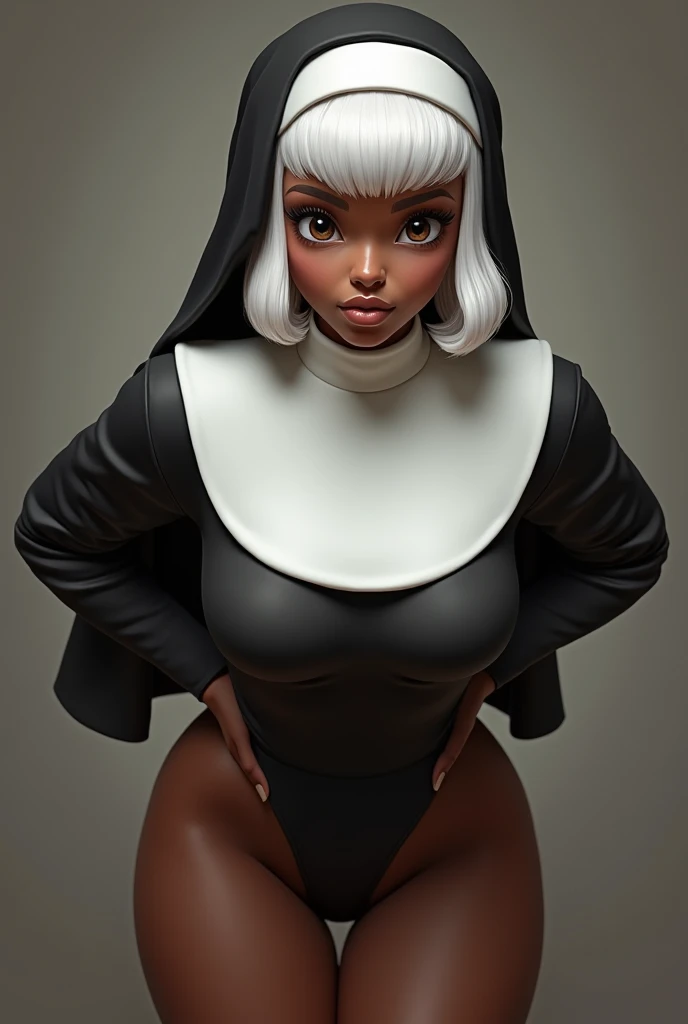 ((masterpiece)),(best quality),(detailed), 1girl, solo, blonde, darkskin, nun, huge breasts