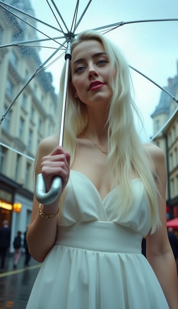 Crowdedе место, Street, Road, boulevard, boutiques, naked 28 years old blonde, boots, stockings, bridal veil, very shy, many people, Crowded, audience, squatting, legs to the sides, vagina, clitoris, people look at it in delight