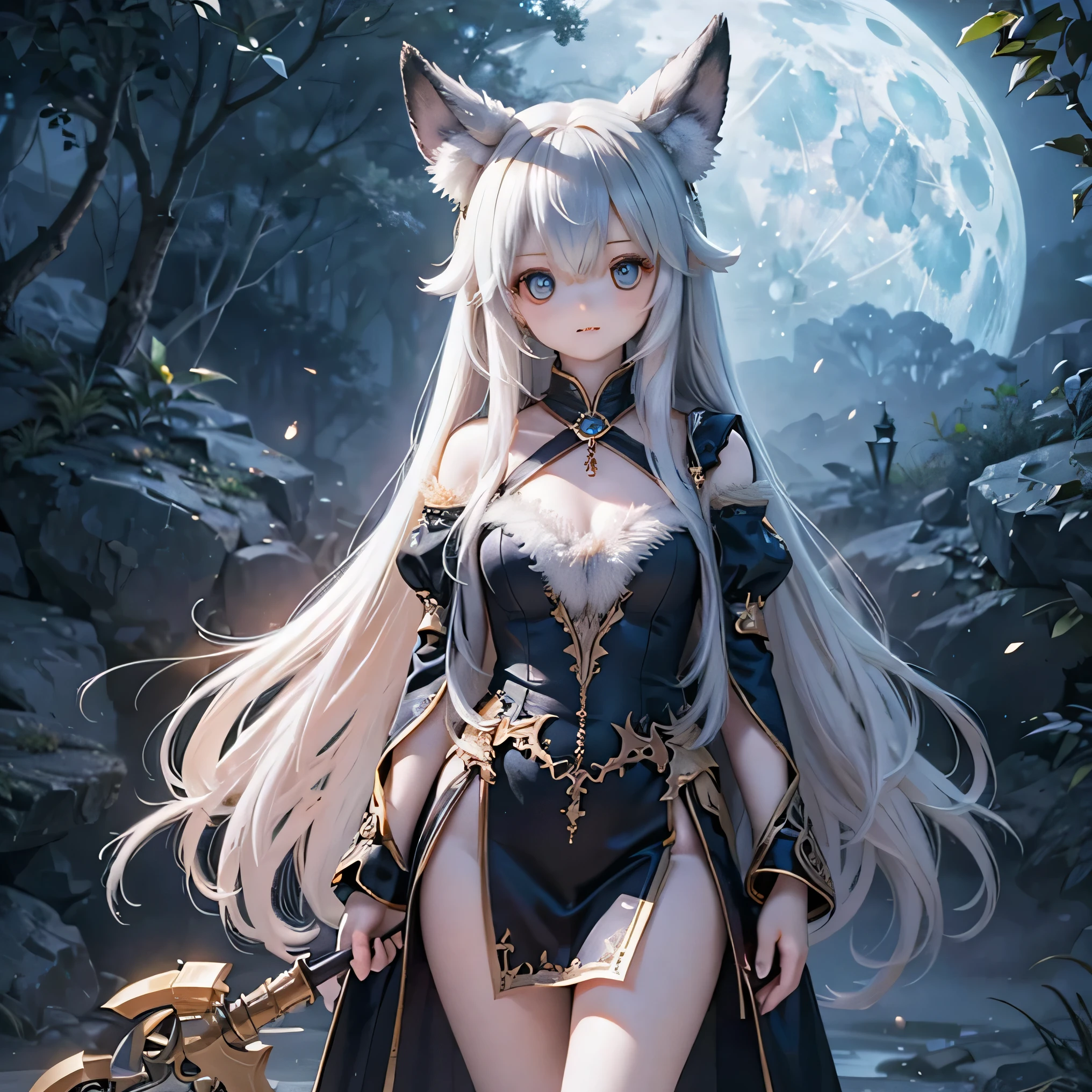 Ereshkigal in the fate series sitting on the grass under a tree looking at the sky looking at the mythical flying creatures in the fields with a beautiful mountainous landscape behind her from a distant view