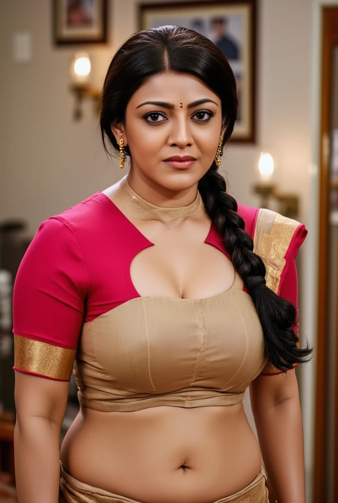 Wearing a sexy satin saree with strapless Bra, sexy Indian housewife, Looks like Indian Actress Nayanthara, actress Nayanthara, mallu, mallu aunty, desi aunty, full figured mature beauty, sweaty skin , shining skin, sweat, attractive figure, 48 years old, spicy hot, desi milf, desi aunty, a close up of a woman in a red dress in a bedroom, inspired by Avigdor Arikha, sleek!!!, indian super model, wavy hair combed to one side, actress, by Jitish Kallat, smoldering, intense smoldering, fashion, an angel, print ready, with a dramatic looking, inspired by Sudip Roy, seductive look, sexy Saree queen, sexy Saree fashion, seductive Saree, wear saree, sizzling hot Beauty, red juicy lips,