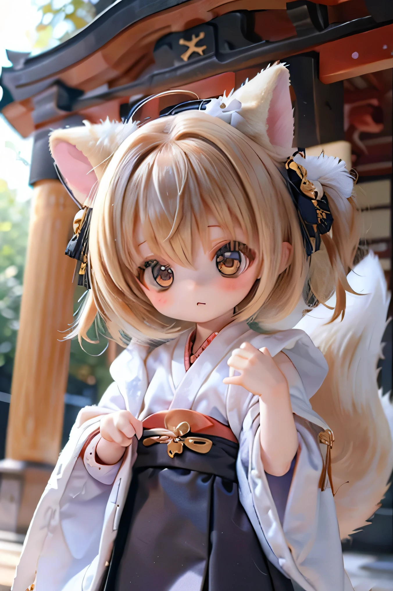 fox 、 chibi 、 God's robe witch costume 神社shrine maiden clothes