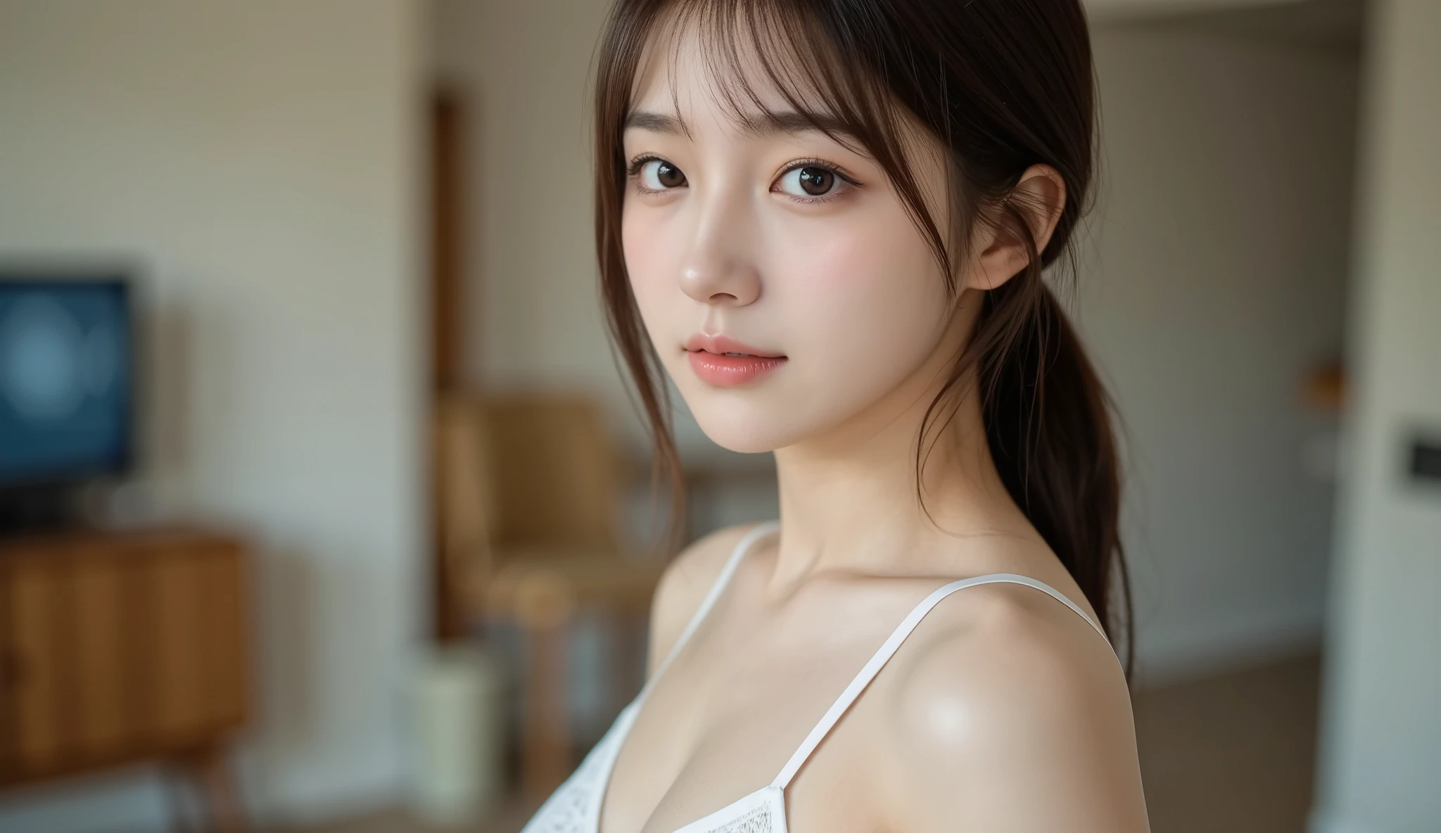ultra Realistic photo, ((21-year-old girl wearing a training bra)), deanwo, (Small waist), (freckles: 1.0), One girl, blush, masterpiece, 最high quality, Absurd, 受賞photograph, Extremely detailed, Very complicated,, Detailed face + eye, Natural light, Realistic, Very detailed, photograph, masterpiece, high quality, high quality, High resolution, sexy, Lovely, Detailed face, whole body, Beautiful Face, Open black shirt, It gives me goosebumps, 1 Solo, One girl