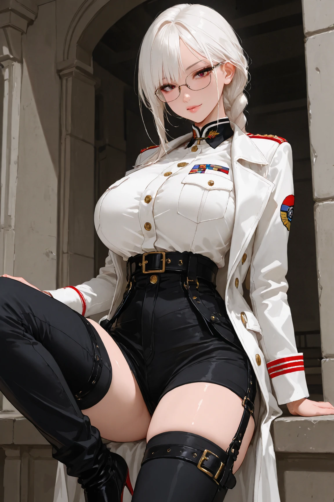 1girl, katori, military uniform, skirt suit, grey dress shirt, necktie, white blazer, suit jacket, bodycon miniskirt, pencil skirt, epaulettes, shirt cuffs, tights, pantyhose, glasses, nsfw, (((gangbang))), cum, cum in pussy, cum in ass, ((bukkake:1.4)), ((facial:1.4)), ((excessive cum)), cum on face, cum on hair, cum on clothes, cum on body, cum on breasts, penis