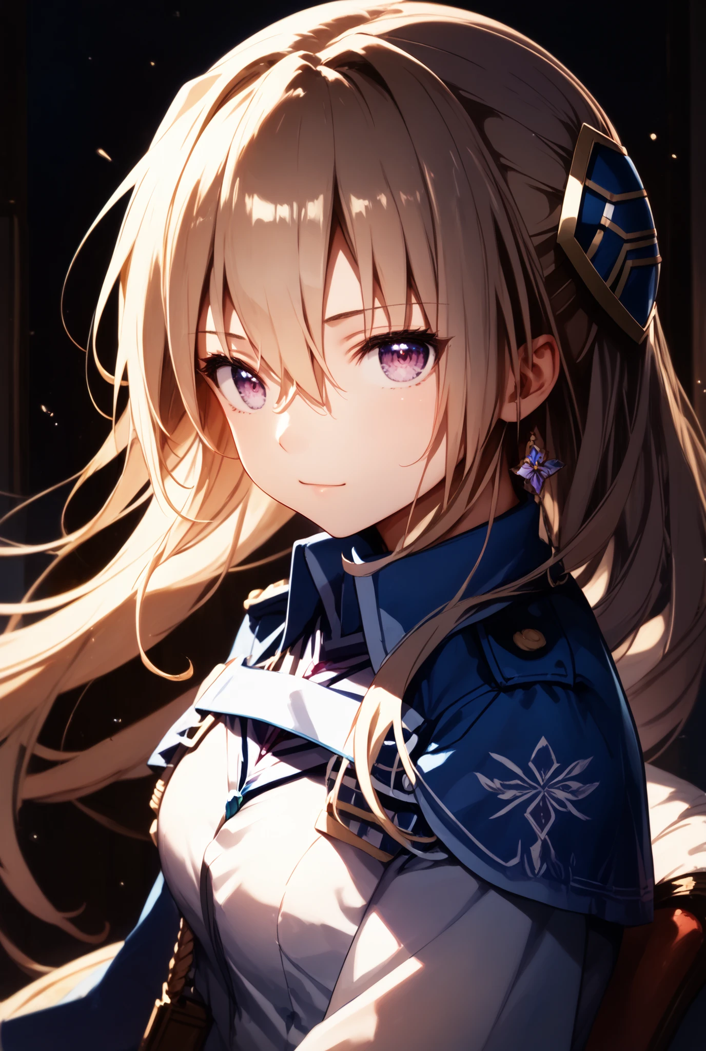 masterpiece, best quality, great quality,very aesthetic, newest,cute face,(((Yuina Shirakawa))),S4bit4mago_illustrations,Anime Style,
1 girl,long hair、purple eyes、hair between eyes、bungs、hair ornament、blonde hair、非常にlong hair、Floating hair、brown hair,uniform,(smiles),( at school), warm lighting