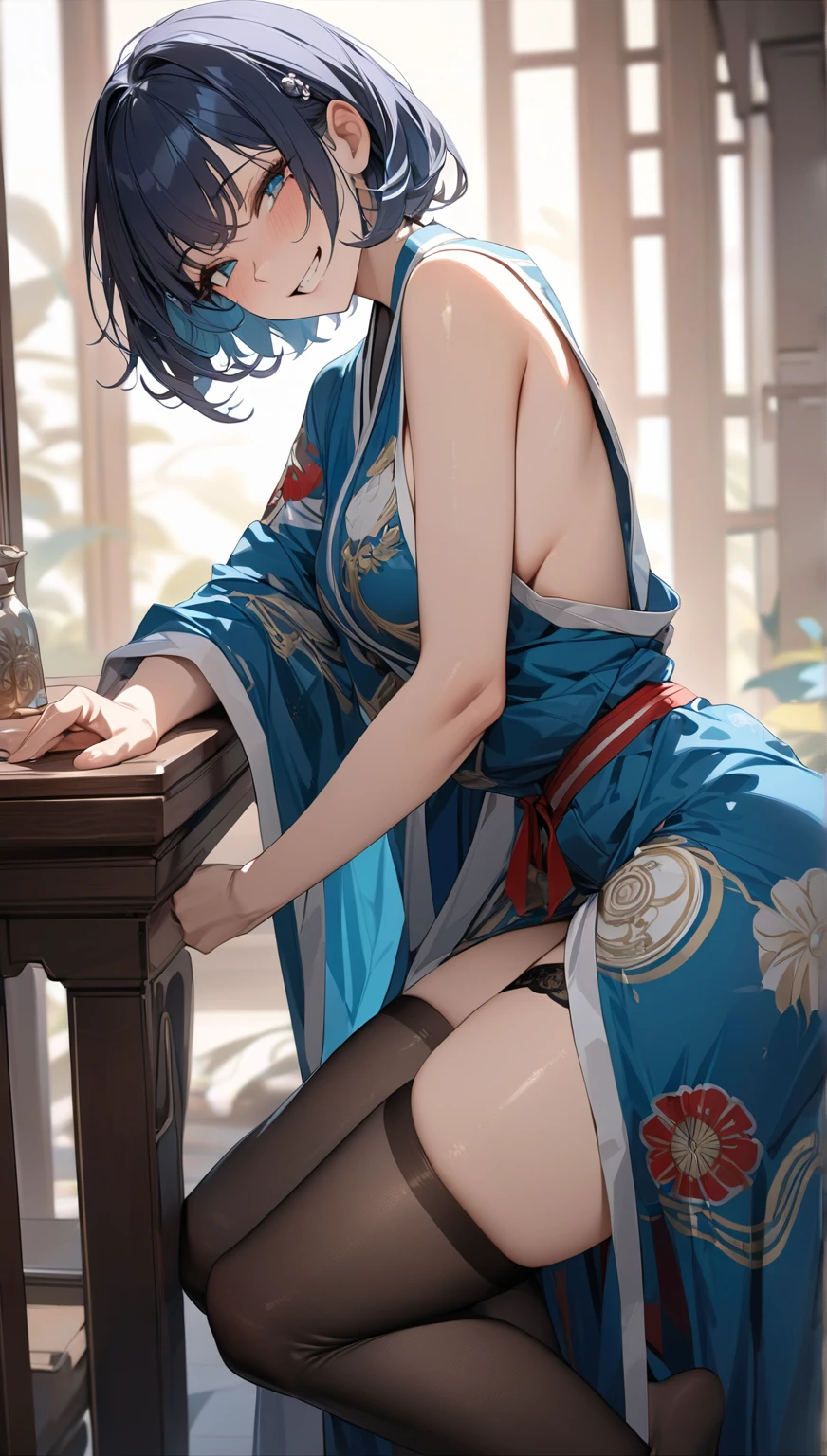超现实的,相片,真实的,详细的,最高画质,逼真,1girl,白色头发,紫色眼睛,发光的眼睛,没穿上衣,,手拿避孕套,华丽透明的胸罩,超短裙,分开的嘴唇,脸红,鲜花,太阳,阳光,运动鞋,背面视角,on back,from behind,坐在凳子上,屁股在凳子上,乳头透过胸罩可见,
movie portrait photography, 18 years old,correct body structure, perfect body, fair skin, pretty face, detailed face, blush, face, maid hair ornament, charming body, slim, wide hips, thin waist, high fork gymnastic suit, black bra, black lace panties, busty & deep, black pantyhose, long legs, no skirt, stockings, thigh stockings, leg focus, fair skin with bare shoulder length, serenity, calm, (realistic details, Natural skin texture, realistic facial details), soft dramatic lighting, fine details, surrealism, 35mm film, 16k, peony, rose, cherry blossom, rainforest, lots of flowers, juice:1.3),从后面看,背面视角,撅起屁股