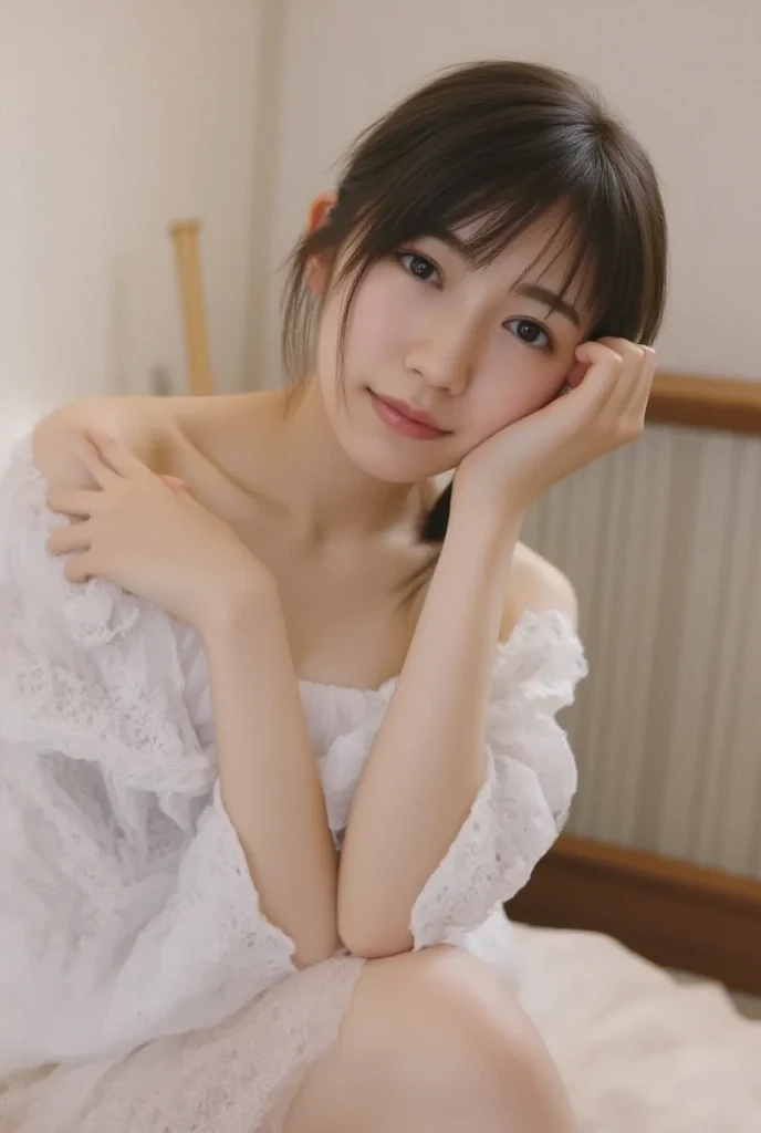 A live-action photo of an extremely beautiful Japanese high school girl race queen who highlights her large breasts and beautiful legs.、Wearing a branded long cabaret dress at a photo studio, a promotional photo for compensated dating was taken、She is an eternal idol who combines a clean look with modern charm.。 She creates such beauty。 She feels her own warmth。 She creates a warm atmosphere。 We create beauty。 That's what I want to say。 In her full body photo、The figure features porcelain-like skin and golden hair that radiates a soft glow.。 This is probably、It captured the essence of her timeless charm.、This is the best shot ever.。 Each straight line and curve is carefully expressed.、Breathtakingly beautiful with impeccable detail。 This piece perfectly captures her timeless beauty.。 Divine Proportions、Sharp focus、Full-body photo taken by Kishin Shinoyama、high quality、High resolution、Detailed Background
