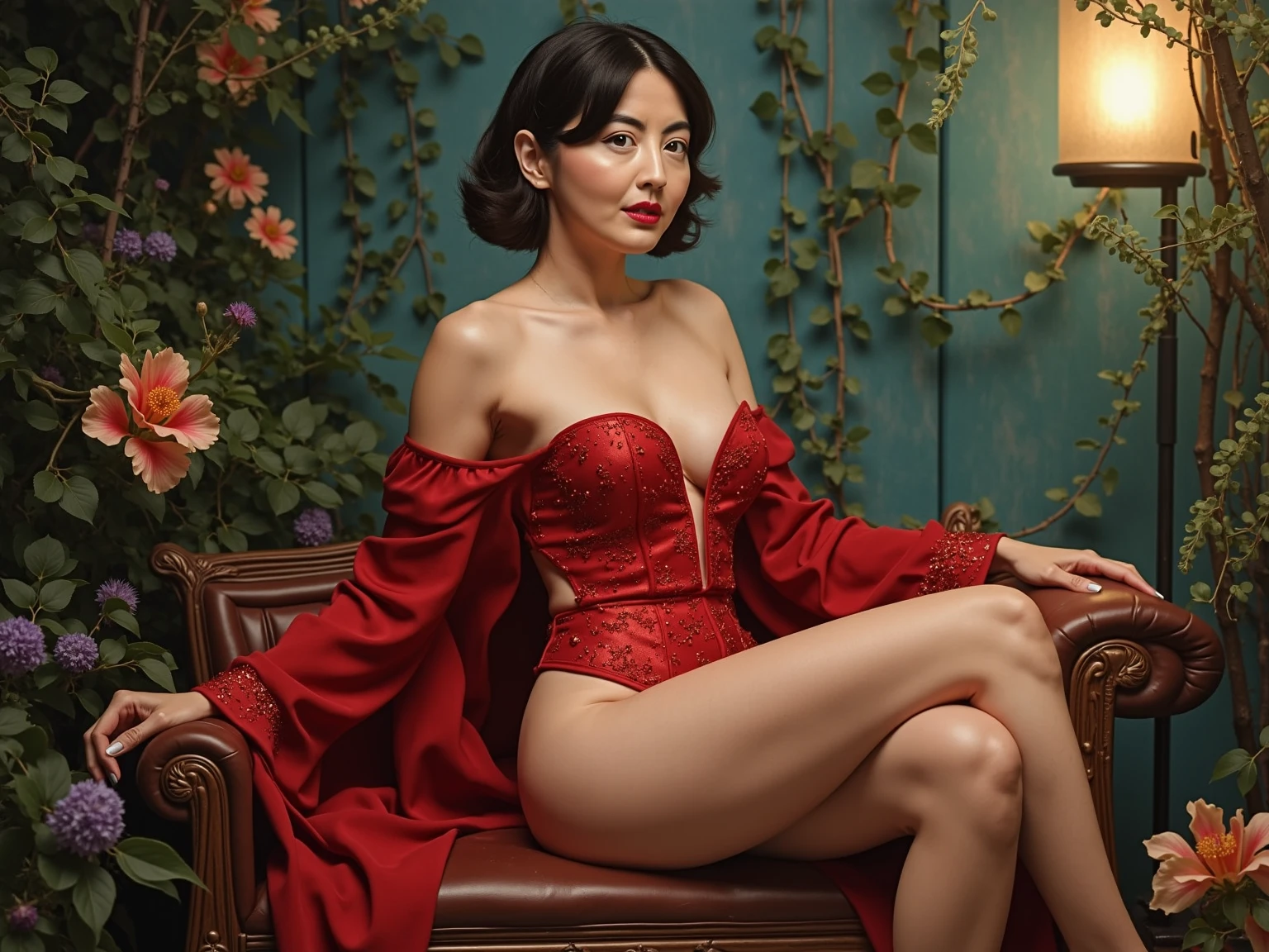 Sexy Japan Beauty、Sitting on a chair、You can see a little bit of the chest、Breasts are large