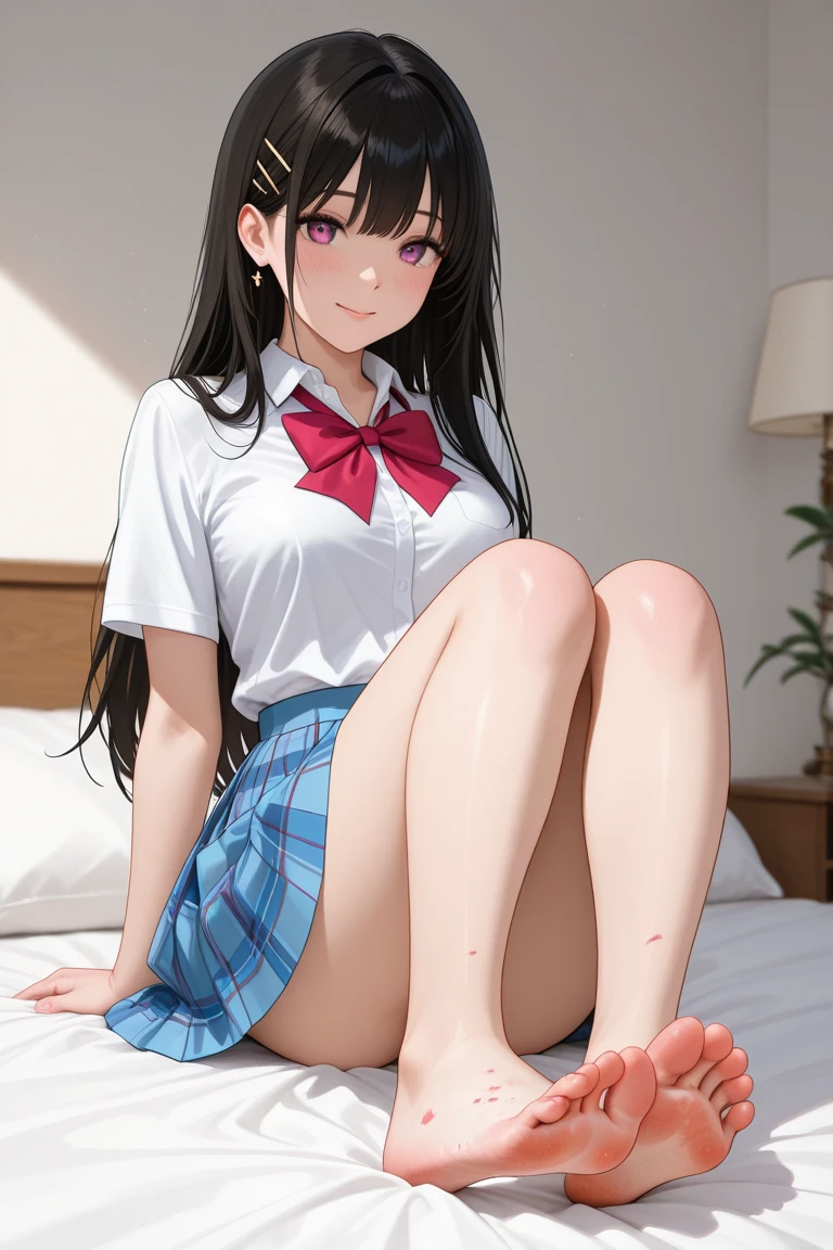 very cute and beautiful girl,(Very detailed美しい顔), (smile),blush,Black Hair,Seraphim,((White Hair、long hair)),(White Shirt、Pleated navy blue pread your legs、Squat)、Sitting、(From below)、(Lace panties), Country road, (Highest quality,masterpiece:1.0),Absurd,High resolution,Super detailed,Very detailed,32K,8k resolution, Intricate details,Movie Scenes,Detailed Background,alone,Dynamic Angle,
