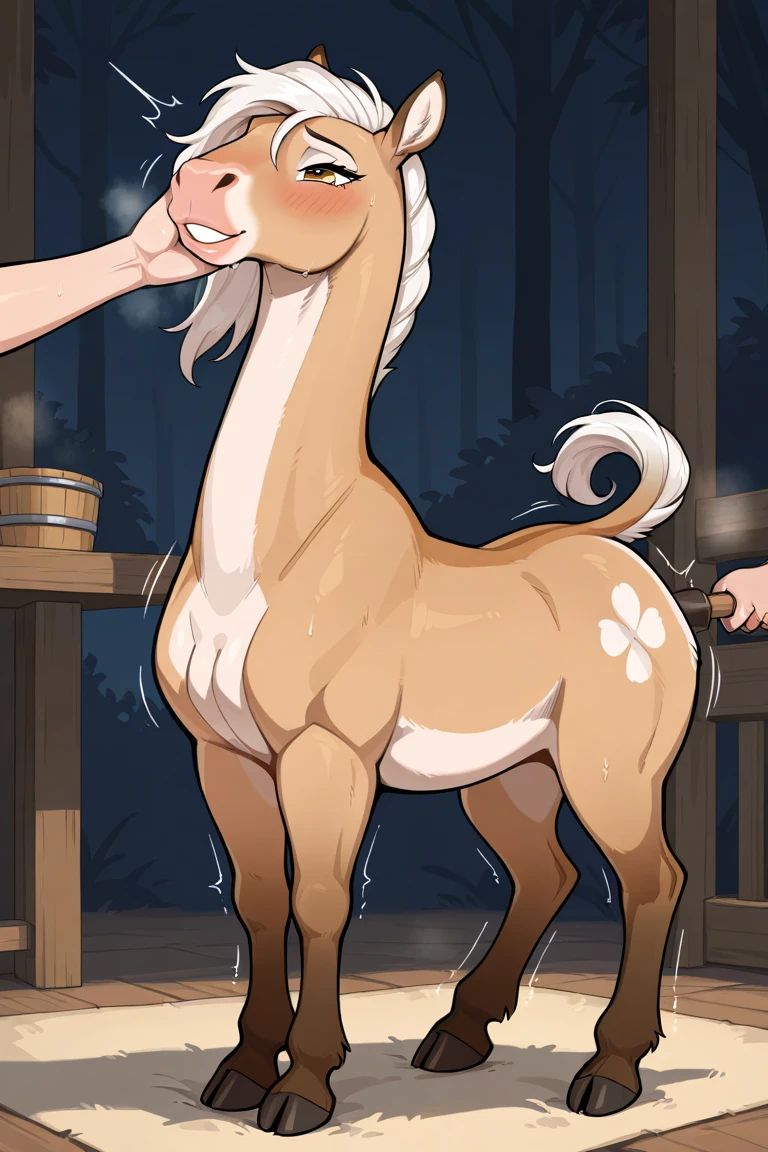 Hyper-realistic solo shy cute youthful baby-faced:1.5, embarrassed 1.4, caught naked, silky hair, slight skinny frame, dainty build, single pair of horse ears, ((nervous 1.4, panicked 1.3, flustered look 1.8, shy 1.9)), panicking, blushing 1.8, toned slim femboy horsey body, humanoid chestnut-furred horseboy 1.5, ((completely chestnut fur 1.9)), (massive thick hyperpenis: 1.6), (huge swollen engorged balls:1.59), (both hands masturbating shaft of penis:1.4), hands on genitals, embarrassed. 4k, masterpiece, high quality, ultra realistic, (clearly defined, sharp image:2), (best quality:2), AS-youngest, erect , syurostyle, (underside of glans:1.05), art by dagasi, massivepenis, genitals bigger and thicker than torso, lean abs, mouth open in surprise 1.3, seductive look, lidded blue eyes, hock, (detailed muscles 1.3), beautiful detailed eyes, (cute, shy face), (obscenely large genitals 1.7), horse tail 1.4, leaking urethra, long penis, detailed teary eyes, (in a barn:1.1), short stubby muzzle 1.3, visible frenulum, meaty pecs, (autofellatio:1.1)