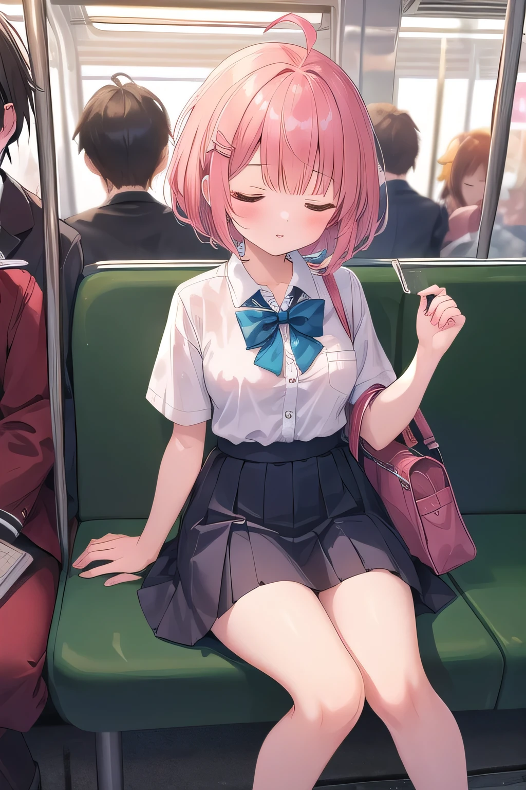 On the train、Panchira、a beauty girl、undergarment、wearing miniskirt、One lady、sitting on、pants visible、 On the train、Panchira、a beauty girl、undergarment、wearing miniskirt、sitting on、Panties look、Panchira Beautiful Girl、PINK Underwear