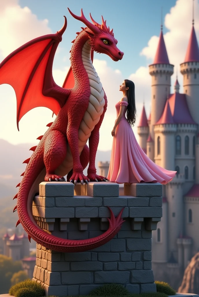 A large dragon with many spikes and sparkling scales all over its body flew up to the highest tower of the castle.. Soon, Behind the Walls, noise was heard from the flapping of its huge wings and gusts of heat. "That evil dragon again", - thought the princess and pulled the hem of her dress.. "Only his fucking was no longer there. sucks", - she said gritting her teeth and resolutely went out onto the small balcony of her tower.. The same tower, in which she was imprisoned indefinitely, And shebeen there since then, as soon as the nannies first noticed, that the nipples of the young princess began to swell excitingly, filling my chest with unknown desires, and barely noticeable red hairs began to appear above the pussy, her consciousness is even more disturbing. Masterpiece, ultrarealistic, 4k, UHD, Best quality, ultra high resolution, raw photo, Nikon D850, backlight, rim light, Bright sunlight, grain:1.2