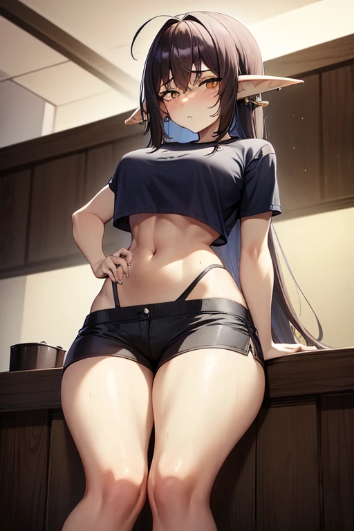 There is a girl sitting on the bed in the room and playing video games,Black Hair,Beautiful long hair, Large-screen TV, Room with books, cyber punk, Young Girl,Inspired by Liam Wong, At night, Dark Room, Lo-fi illustration style, Gamer Room, Watch TV in your room, Cyril rolled around.W Karuta, Teenm,