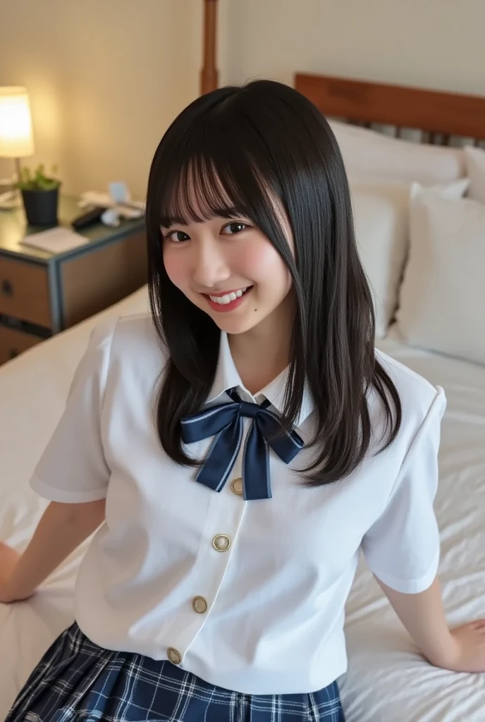 (((Spread your legs wide:1.35)))、(((school uniform:1.35)))、(((mini skirt:1.35)))、(((Thin pubic hair:1.35)))、(((Female organ:1.35)))、(((Knee-high:1.35)))、(((On the bed:1.35)))、One Girl, (Beautiful girl, Delicate girl:1.3), (13 years old:1.3),
break, Browsing Caution, (Naughty dance costumes:1.2),
break, (on stage, Spotlight:1.2), (Dancing:1.3),
break, Very beautiful eyes, (Symmetrical eyes:1.3),
break, Small breasts, Brown eyes, Parted bangs, Brown Hair, (Upper teeth, The best smile:0.2),
break, (Eye and facial details:1.0),
break, (masterpiece, Highest quality, Super detailed, Detailed face, 8K)