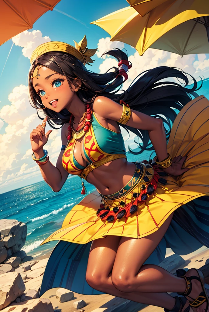 Tribal, pele escura, guerreiro, Tonificado