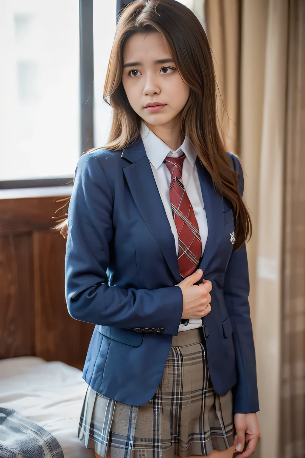 Unbelievably beautiful woman, (Have vaginal sex, insert it in your pussy:1.2), Please lift up your skirt and insert it.....:1.6 、, Constriction、Neat face, a baby face, Happy face, Tie and skirt, poneyTail, (Best Quality, 8K, masutepiece :1.3), Lovely smile, emotional, (gleaming skin, Shiny hair:1.4), garbage dumps, masutepiece, Best Quality, (Ultra-detailed),