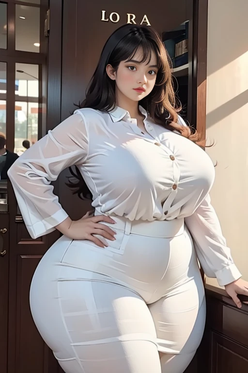 There is a woman taking a picture wearing a white shirt and skin-colored shorts., beautiful Thick female, Tsk tsk tsk, wide hips, Thick thighs, attractive plus size model, Rubenesque, Thick legs, big thighs, plus size women, 가장 wide hips, Thick body, Thick, Attractive hourglass shape, Attractive models, Arabian-Japanese Goddess , Beautiful attractive woman, slightly fat arms , Equip 5 bracelets, Wear 3 diamond necklaces, Wearing high heels, huge breasts exposed, gang rape, Group sex, I'm having sex, Genital exposure, rough sex, Crazy sex, Orgasmic sex, Putting multiple penises in the vagina