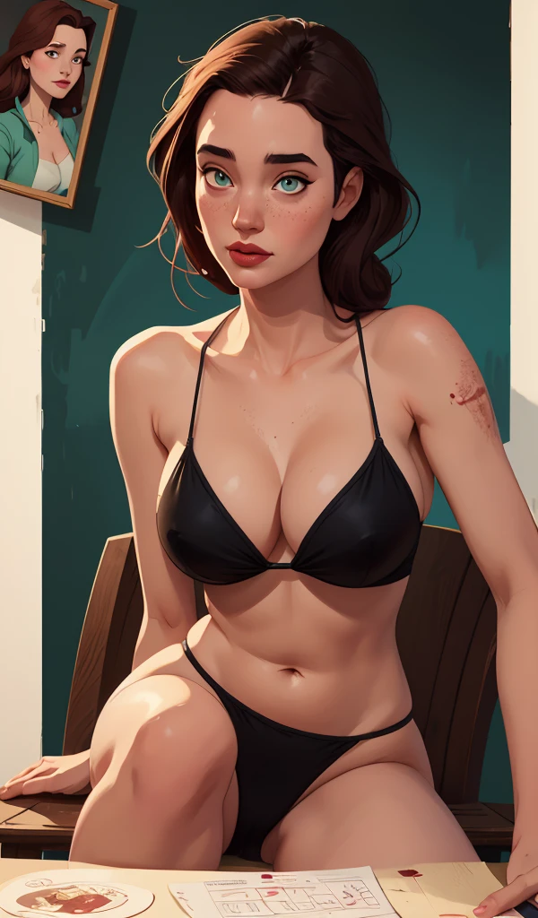 Retro vintage art print, sexy, glamorous pin-up girl wearing a sailors hat, bikini, A painting of a woman wife ((golden ratio}} laying on the sofa after a long night on the town, a painting, a Beautiful expressive painting, malcolm liepke painting, glossy painting, beautiful digital painting, digital art painting, Fine paintings, monochromatic. malcolm liepke oil painting, impressionist painting.Spread your legs apart, beautiful and delicate face, fair skin