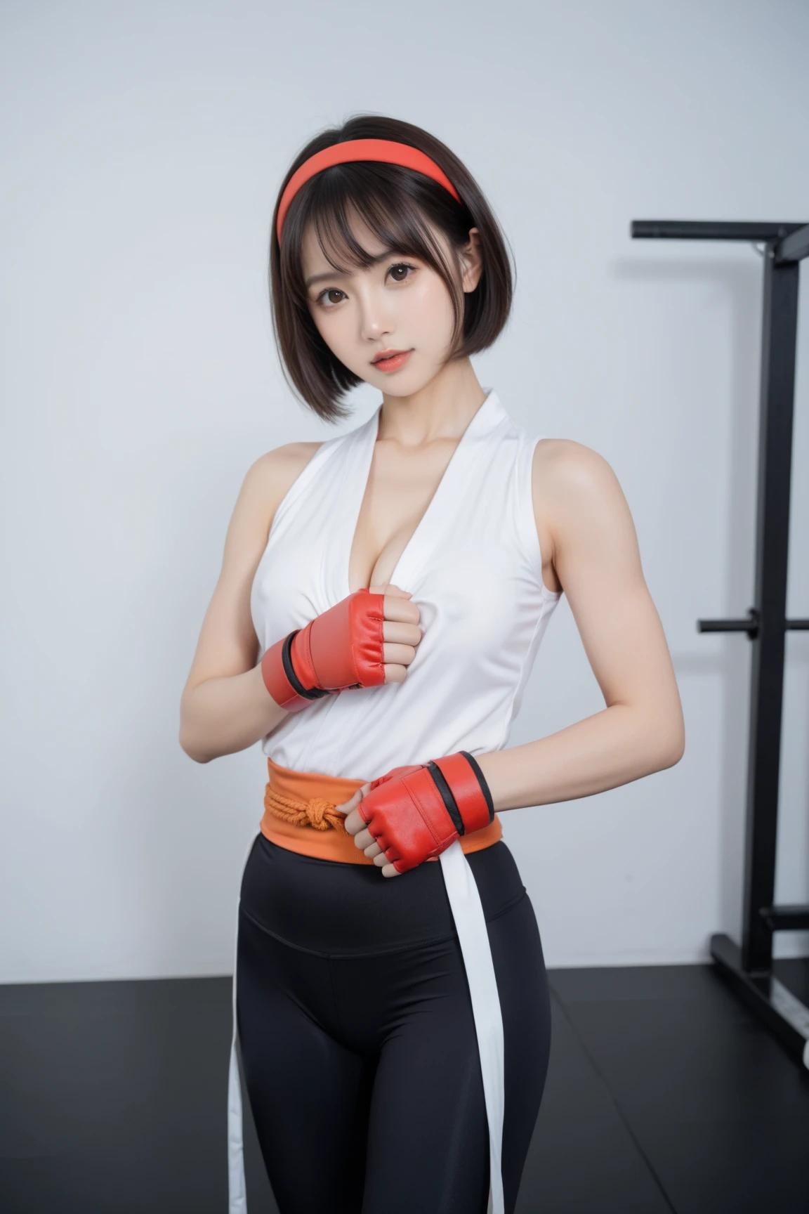 (masterpiece), best quality, expressive eyes, perfect face, Thailand MMA girl, killer, tanned, (masterpiece), best quality, expressive eyes, perfect face, 1girl, beautiful face, Beauty of beauty, (shinny skin, bob cut with movement), black eyes, eyebrows, Looking at Viewer, red polyester bodysuit, smiling look, smile expression, standing in frustration, Black hair, (large swaying chest, A slender,), full body, bandage wrapped legwear, muscles, collarbone, slim waist, slim athletic build, Studio Lighting, Muaythai headband, bandage MMA gloves, Sweating, underworld fighting room, Thai face, (masterpiece), best quality, expressive eyes, perfect face, Thailand MMA girl, killer, tanned, (masterpiece), best quality, expressive eyes, perfect face, 1girl, beautiful face, Beauty of beauty, (shinny skin, bob cut with movement), black eyes, eyebrows, Looking at Viewer, red polyester, Fatigued look, bloodthirsty expression, standing in frustration, Black hair, (large swaying chest, A slender,), full body, bandage wrapped legwear, muscles, collarbone, slim waist, slim athletic build, Studio Lighting, Muaythai headband, bandage MMA gloves, Sweating, underworld fighting room, Thai face, hard knee veins, MuayThai, perfect anatomy, bandaged foot, feet, dolphin shorts, solo, cum inside, sperm inside, wet shorts, Mizuno brand clothing, kickboxing, kicking feet, kick pose, veins knee, two leg, bandages, bandage fighter, obliques, MuayThai, perfect anatomy, bandaged foot, feet, MMA shorts, solo, cum inside, sperm inside, wet shorts, kicks, Her Name, Thai face woman, bleeding, wounded, bruises