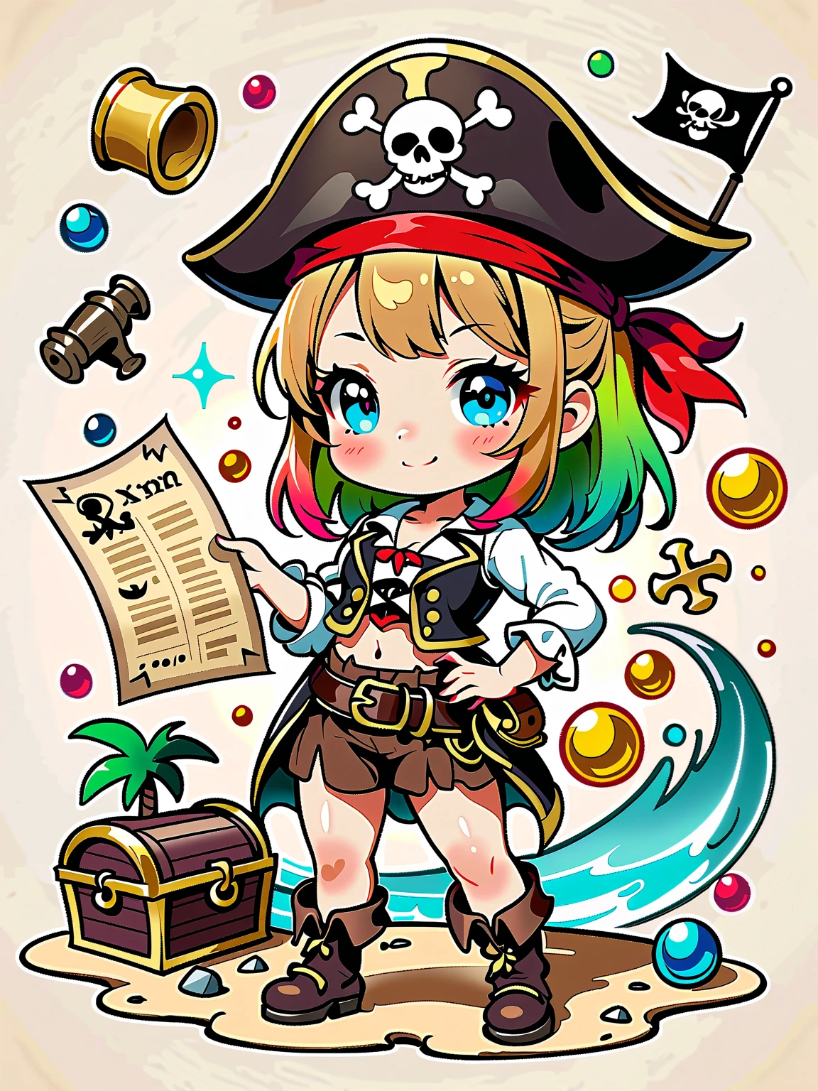 happy pirate sailing on his ship