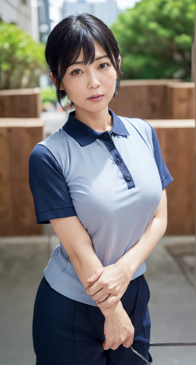 Jessica Henwick dressed in a shirt and tight shorts