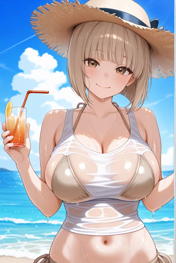 1girls , 1boy, , , penis between the breasts, breasts squeeze together, comedy, secret, , , pubic hair , , coca-cola , coca-cola printed bikini comedy, sweat, , coca cola , girlfriend , areola slip , naughty face, pubic hair , Beach , coca-cola