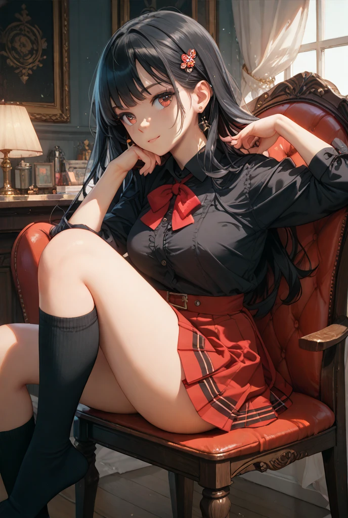 Anime girl with hat and skirt sitting at table, Fine details. Anime. tentacles, cushart krenz key art feminine, tentacles around, best anime 4k konachan wallpaper, Trending on ArtStation pixiv, from the azur lane videogame, A seductive anime girl, krenz cushart and artgerm, small curvy loli