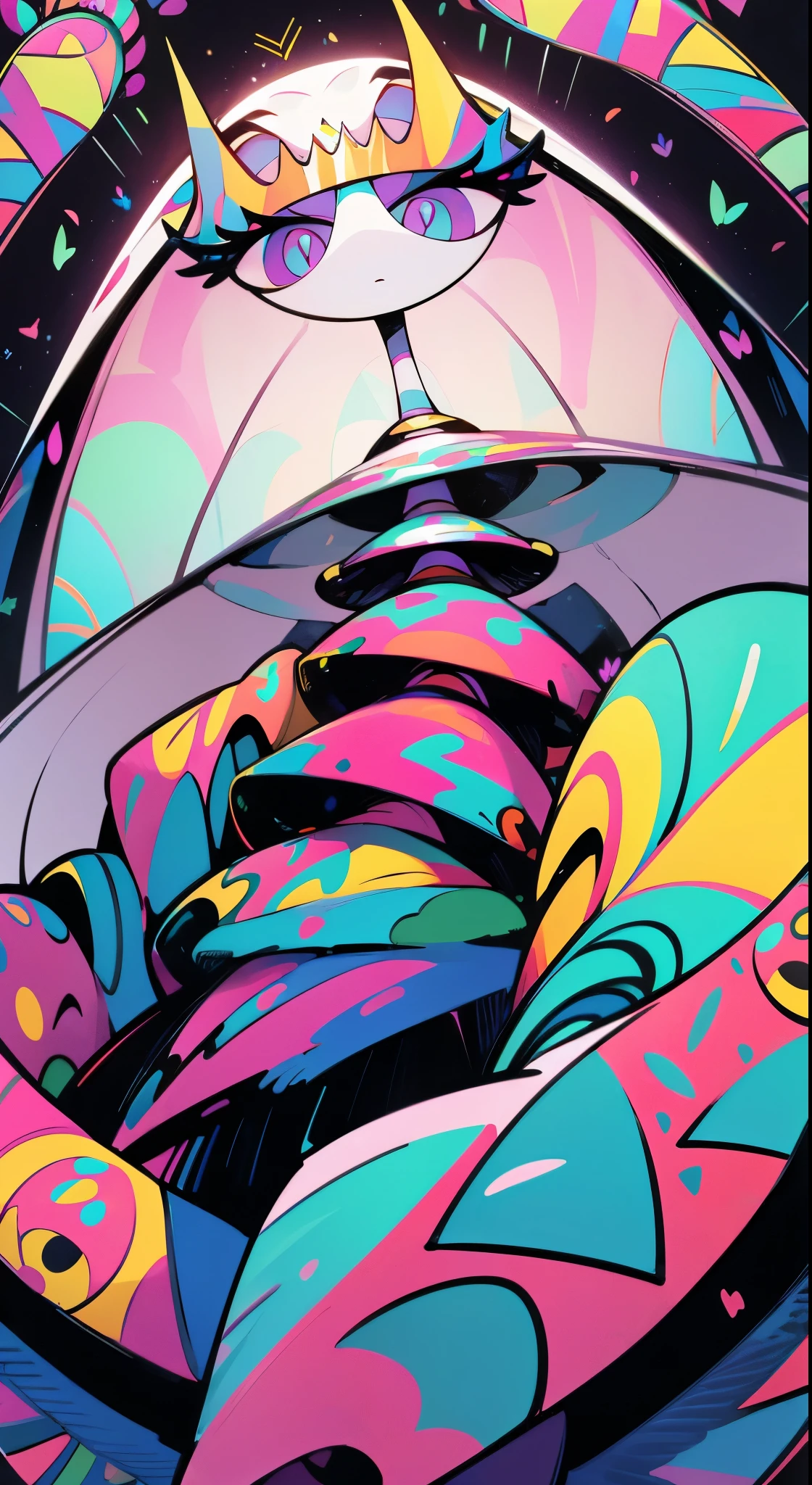 (Ultra detailed, ultra high resolution, detailed background),((2D)),((flat color))),(colorful)),((floating colorful water))),1 girl,solo,watch viewer,houseplant personification,