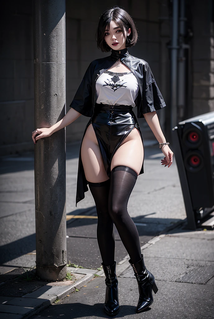masterpiece, best quality, 1girl,  HD, 4K, solo, Aranea Highwind, headphones, solo, blue scarfs, coat, pussy, slim body, exhibitionism, headache, black leggings, black gloves, grey hair, blushing, naked, smile, full body, pouch, german face, boots, walks, tongues out salivate, nude, NSFW, opened breasts, stasi spy, suburbs background, pantyhose, heels, holsters, buttons, knee, Street, Germany, breasts, blue stocking, nipples, topless, nude, big breasts, mommy, mama Aranea, birth, birthing, vintage, holding sword