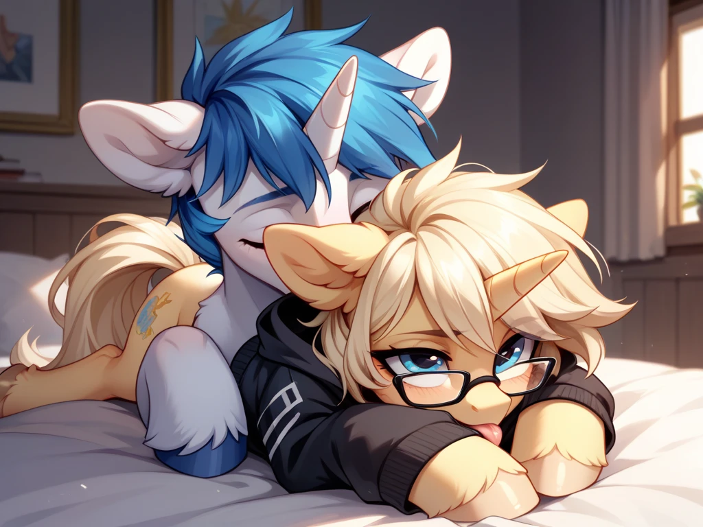 score_9, score_8_up, score_7_up, score_6_up, score_5_up, score_4_up, pony, feral, braeburn, shining armor, human male, duo male, erotic duo, male pov, offscreen character, offscreen human male, erection in pants, pony, human, bulge, bulge in human male pov pants, tenting, bedroom, bed, indoors, detailed, beautiful, vector, blushing, naughty smile, in heat, moaning in pleasure, sexy, anatomically correct, looking at you, penis, horse cock, horsecock, stockings, black stockings, garter straps, maid, maid outfit, dick precum dripping, blushing, embarrassed, femboy, gay, gay sex, submissive braeburn, group sex
