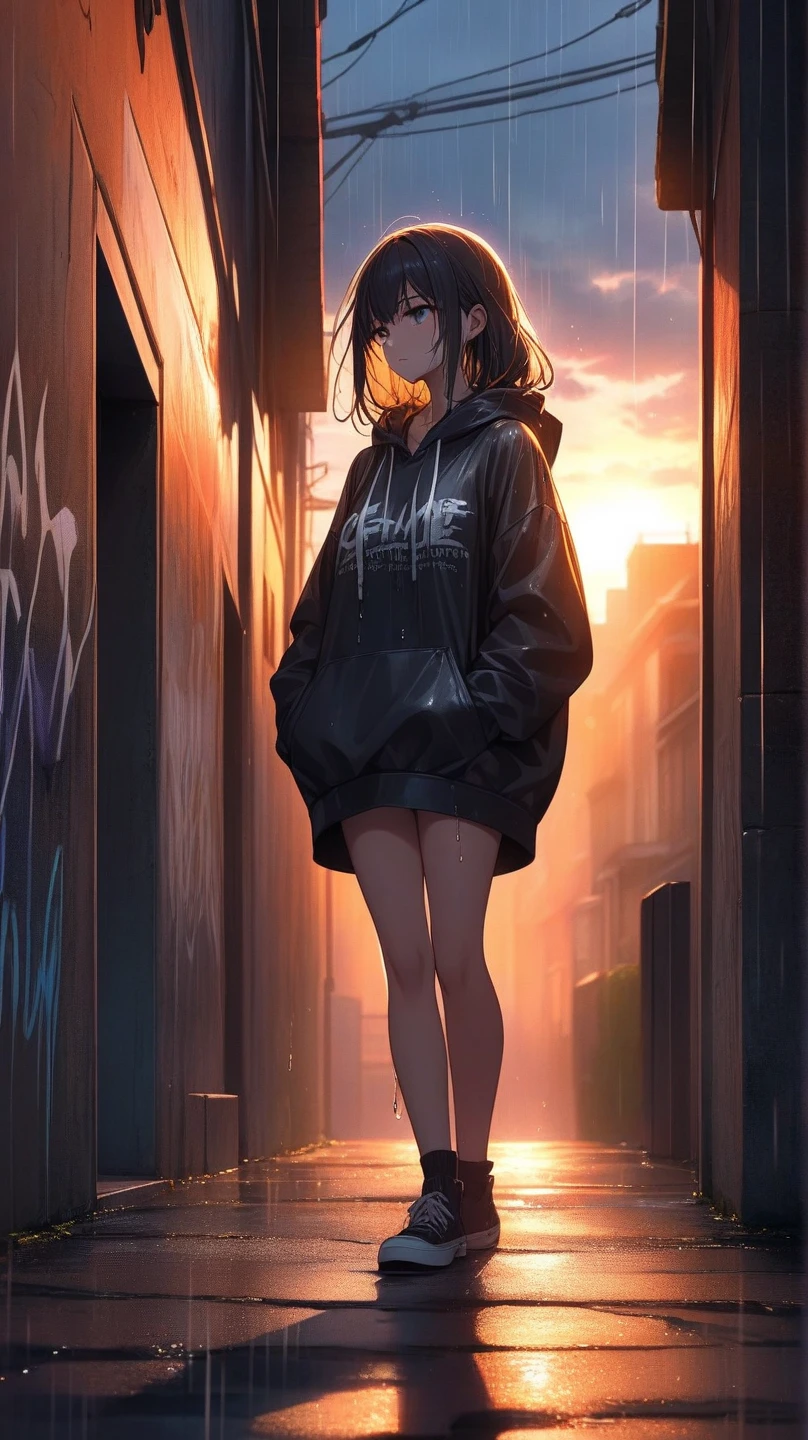 masutepiece, High quality, girl, Big clothes, Baggy jacket,Underwear with a small area Comfortable clothing, Indoors, Night, Sunset, Dark room, Distracting and messing with something,Thrust your butt up