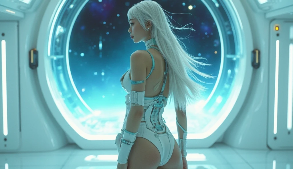 (best quality,highres,masterpiece:1.2),ultra-detailed,(realistic,photorealistic,photo-realistic:1.37),busty Malaysian woman,athletic,hijab no hair showing,(30-year-old,30yo),(tight white sheer tank top,sheer white bikini cut panties),(scifi instruments,advanced equipment),(dimly lit space ship,lowlight environment),(high-tech control room,advanced control station),(futuristic displays,holographic screens),(star map,holographic star chart),(spaceship interior,intergalactic interior),(technological details,complex mechanisms),(glowing buttons,illuminated switches),(sleek spaceship design,aerodynamic vessel),(spaceship exterior,surrounded by stars),(deep space exploration,journey through the cosmos),(vast universe,limitless galaxies),(astral travel,interstellar adventure),(heavenly bodies,celestial objects),(otherworldly atmosphere,cosmic ambiance),(mysterious energy,powerful forcefield),(dynamic camera angle,compelling perspective),(captivating sci-fi scene,dystopian future),(rich colors,striking palette),(soft lighting,subtle shadows),(faint glow,ethereal aura),(cinematic composition,dramatic framing)