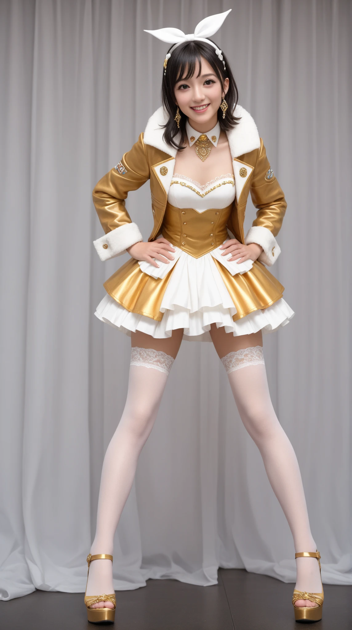 8k, ultra high resolution, surreal, alone, female body set big breasts, split, full body shot, fair complexion, Avant-garde couture, unconventional costumes, long brown hair