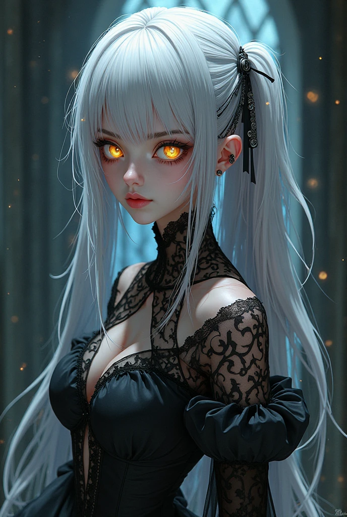 long white hair, Vampire Anime version

