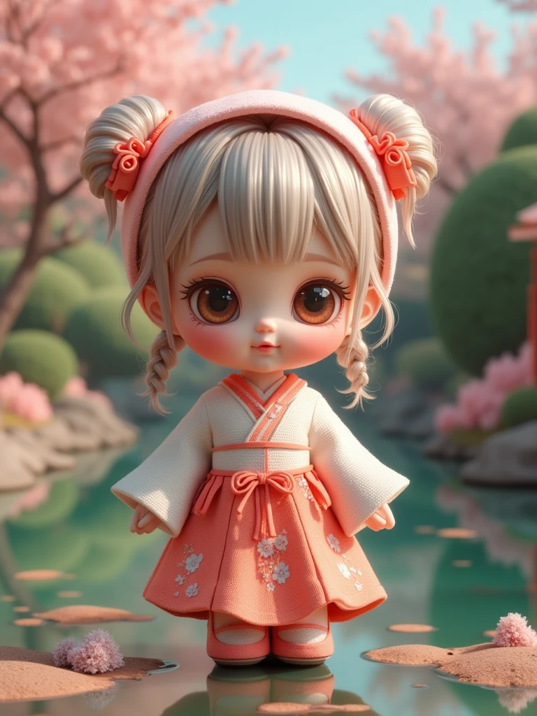 Portrait, a cute baby girl, eat a food, cute eyes, Chinese classicist character illustration, flat illustration, Song dynasty style, minimalism, Lively pink clothes, Traditional chinese minimalism, clean backgroud, Qiu ying style