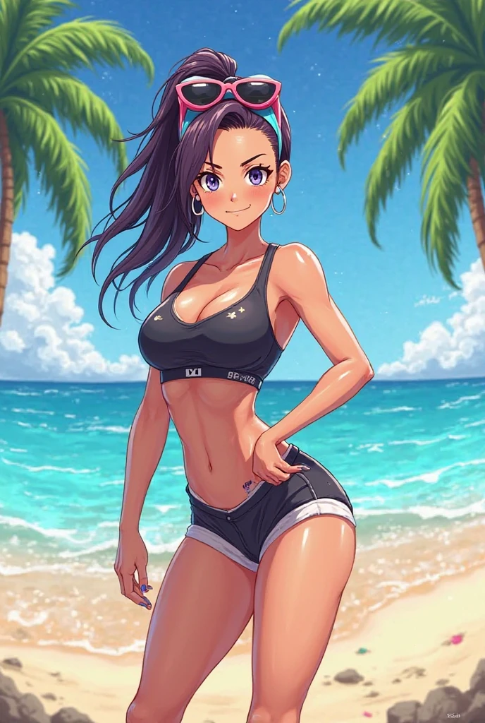 ((sexy young 2girl ,gyaru))nsfw,glamorous, glamorous, voluptuous, curvy,black braids ,bob cut black hair,stand,wedgie school swimwear,river,fair skin, pale skin,happy smile.flushing