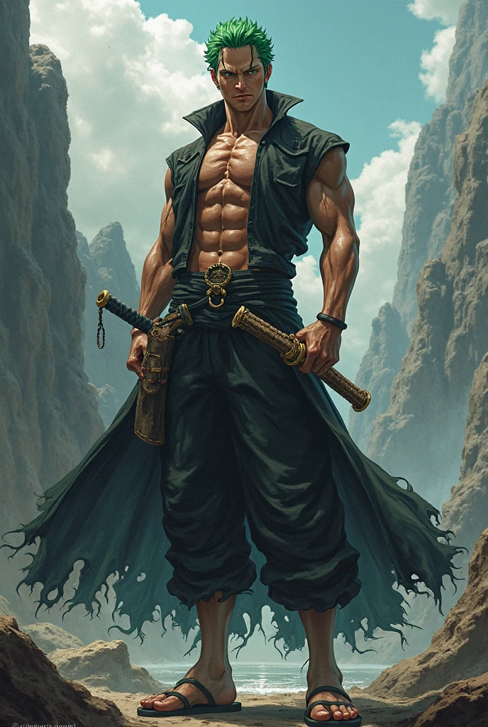 realistic, detailed, 1 man, man, warrior, full body, standing, on top of a mountain, sweat, forest and castle in the background, naked torso, chaps, 4 sit-ups, lewd look, holding a sword, detailed face, detailed hair, detailed hands, detailed legs, detailed eyes, detailed skin, dynamic lighting, detailed face, detailed hands, detailed legs, detailed fingers, detailed hair, detailed eyes,  Detailed skin, dynamic lighting, (photorealistic: 1.4), 8k uhd, (hyper realistic), (photo realistic), (masterpiece), (best quality)